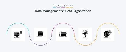 gerenciamento de dados e pacote de ícones de glyph 5 de organização de dados, incluindo otimização. seo. problema. serviço. reparar vetor