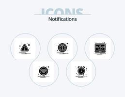 pacote de ícones de glifos de notificações 5 design de ícones. alerta. computador portátil. Cuidado. Essenciais. atenção vetor