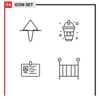 conjunto de pictogramas de 4 cores planas de linha preenchida simples de elementos de design de vetor editável de cartão de identificação de suco de bebida corporativa de seta