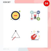 pacote de interface do usuário de 4 ícones planos básicos de excluir o usuário do instrumento adicionar elementos de design de vetores editáveis de som