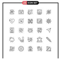 pacote de interface do usuário de 25 linhas básicas de elementos de design de vetores editáveis de espaço de cookie de data de açúcar