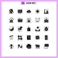 conjunto de 25 sinais de símbolos de ícones de interface do usuário modernos para configuração de construção de cidade luz de brilho elementos de design de vetores editáveis