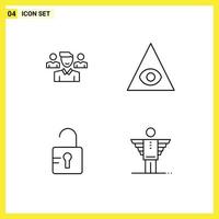 pacote de ícones de vetores de estoque de 4 sinais e símbolos de linha para elementos de design de vetores editáveis de negócios de pirâmide de esquadrão escolar de equipe