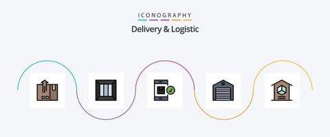 entrega e linha logística cheia de pacote de 5 ícones planos, incluindo pedido. Entrega. logística. envio. Entrega vetor