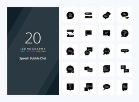20 ícone de glifo sólido de bate-papo para apresentação vetor