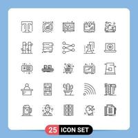 grupo de símbolos de ícone universal de 25 linhas modernas de imagem de lâmpada de ambulância elementos de design de vetores editáveis