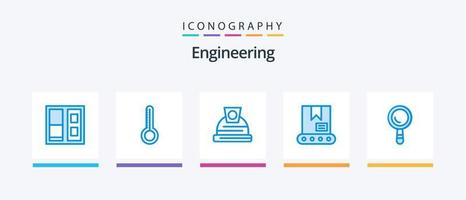 pacote de ícones de engenharia azul 5, incluindo . capacete. prédio. procurar. design de ícones criativos vetor