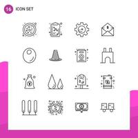 pacote de ícones vetoriais de estoque de 16 sinais e símbolos de linha para química de frutas de cone, dinheiro verde, elementos de design de vetores editáveis