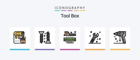 linha de ferramentas cheia de 5 ícones, incluindo ferramentas. construção. construção. barreira. ferramenta. design de ícones criativos vetor