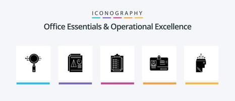 fundamentos do escritório e pacote de ícones de excelência operacional glifo 5 incluindo mão. identidade. o negócio. cartão. apresentação. design de ícones criativos vetor