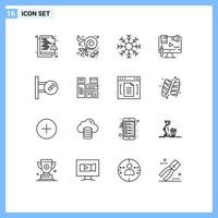 pacote de ícones vetoriais de estoque de 16 sinais e símbolos de linha para elementos de design de vetores editáveis de tempo de negócios de férias de conteúdo digital