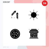 4 interface do usuário pacote de glifos sólidos de sinais e símbolos modernos de fogos de artifício ação de graças fogos de artifício ray mercado loja elementos de design de vetores editáveis