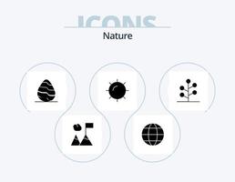 ícone do glifo da natureza pack 5 design de ícone. árvore. jardim. ovo. floresta. Sol vetor