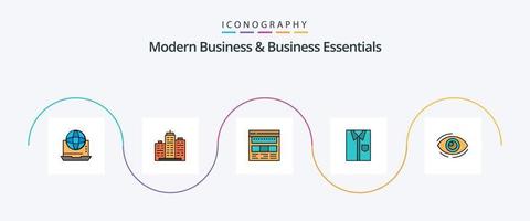 linha de negócios modernos e essenciais de negócios preenchida com 5 ícones planos, incluindo página. o negócio. o negócio. navegador. real vetor