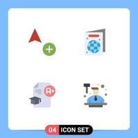 4 ícones criativos sinais e símbolos modernos de leilões de documentos de praia de formatura elementos de design de vetores editáveis