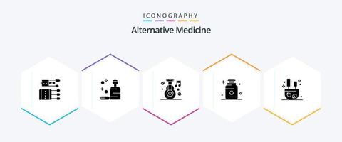 pacote de ícones de 25 glifos de medicina alternativa, incluindo remédios. hospital. sabão. saúde. medicina vetor