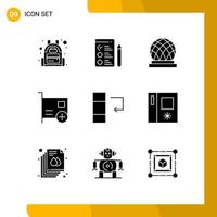 pacote de interface do usuário de 9 glifos sólidos básicos de computadores de hardware de cidade de coluna de troca elementos de design vetorial editáveis vetor