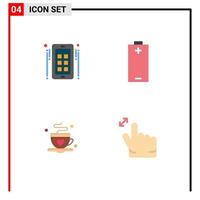 pacote de ícones planos de 4 símbolos universais de marketing de café anuncia elementos de design de vetores editáveis de amor de eletricidade