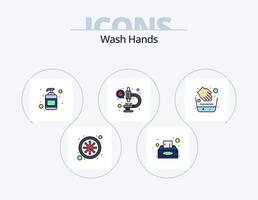 lave as mãos linha cheia de ícone pack 5 design de ícone. bactérias. covid. bactérias. coronavírus. bactérias vetor