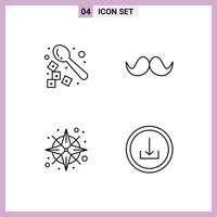 conjunto de linha de interface móvel de 4 pictogramas de bússola barista colher movember navegação elementos de design de vetores editáveis