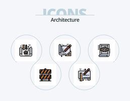 linha de arquitetura cheia de ícones do pacote 5 design de ícones. arquitetura. banco. renderizar. arquitetura. plano vetor