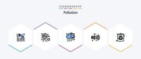 poluição 25 pacote de ícones de linha preenchida, incluindo . poluição. venenoso. gás. poluição vetor