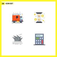 conjunto de 4 pacotes de ícones planos comerciais para elementos de design de vetores editáveis de vidro de porto de energia sydney