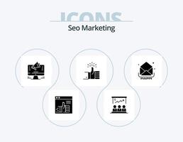 design de ícones do pacote de ícones de glifo de marketing seo 5. pra cima. Curti. equipe. oferecer. rede vetor