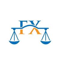 carta fx design de logotipo de escritório de advocacia para advogado, justiça, advogado, jurídico, serviço de advogado, escritório de advocacia, escala, escritório de advocacia, advogado de negócios corporativos vetor