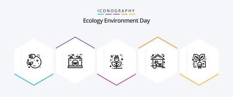 pacote de ícones de 25 linhas de ecologia, incluindo estufa. eco. potência. energia. eco vetor