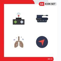 pacote de 4 sinais e símbolos de ícones planos modernos para mídia impressa na web, como brinquedos de poluição para bebês, coração militar, elementos de design vetorial editáveis vetor