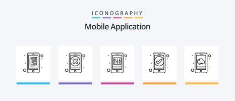 pacote de ícones de linha 5 de aplicativos móveis, incluindo informações. interação. aplicativo. culculater. aplicativo. design de ícones criativos vetor