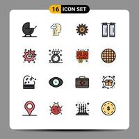 pacote de ícones vetoriais de estoque de 16 sinais e símbolos de linha para configurações de banheiro interior, sistema de trabalho, elementos de design de vetores criativos editáveis
