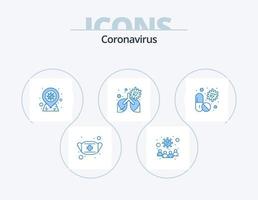 design de ícones do pacote de ícones azuis de coronavírus 5. vírus. pulmão. transmissão. doença. área vetor