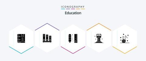 pacote de ícones de 25 glifos de educação, incluindo fala. pedestal. escola. escala. lápis vetor