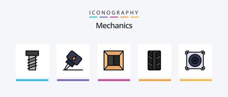 linha de mecânica cheia de 5 ícones incluindo . cinto. mecânico. design de ícones criativos vetor
