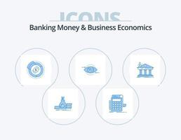 dinheiro bancário e economia de negócios ícone azul pack 5 design de ícone. marketing. o negócio. Cálculo. gráfico. diagrama vetor