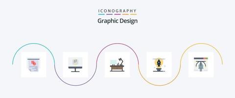 pacote de ícones planos de design gráfico 5, incluindo obras de arte. projetando. aumentar. obra de arte. o negócio vetor