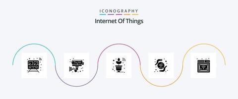 internet das coisas glifo 5 pacote de ícones incluindo internet. Wi-fi. inteligente. tecnologia. inteligente vetor