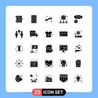 pacote de interface do usuário de 25 glifos sólidos básicos de bloqueio de brainstorm, certo, não elementos de design de vetores editáveis em rede