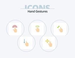 gestos de mão plana icon pack 5 design de ícone. aba. Móvel. dedo. mão. tocar vetor