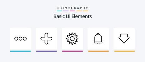 pacote básico de ícones da linha 5 de elementos da interface do usuário, incluindo início. ao controle. Conecte-se. começo. o sinal. design de ícones criativos vetor