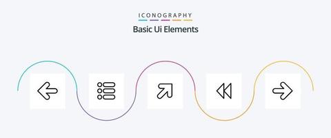 pacote básico de ícones de linha 5 de elementos de interface do usuário, incluindo setas. flecha. flecha. vídeo. meios de comunicação vetor