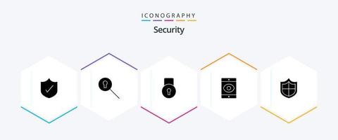 pacote de ícones de 25 glifos de segurança, incluindo . segurança. proteger. firewall. vírus vetor