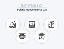 ícone da linha do dia da independência da irlanda pacote 5 design de ícone. . o sinal. Irlanda. bandeira. copo vetor