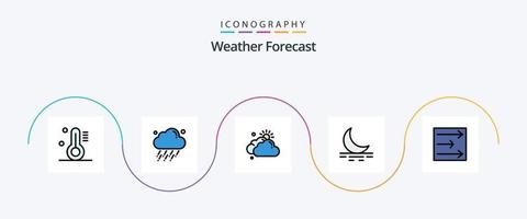 linha do tempo preenchida com 5 ícones planos, incluindo . clima. nebuloso. flecha. lua vetor