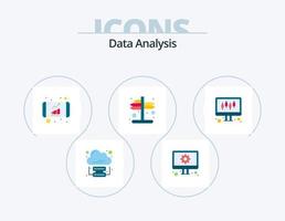 análise de dados plana icon pack 5 design de ícone. dados. direita. análise. navegação. indicador vetor