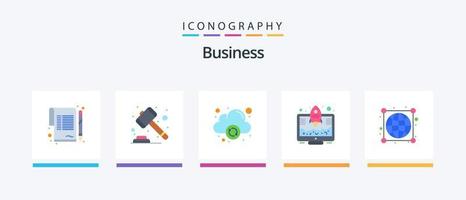 pacote de ícones de plano de negócios 5, incluindo em todo o mundo. terra. nuvem. foguete. lançar. design de ícones criativos vetor