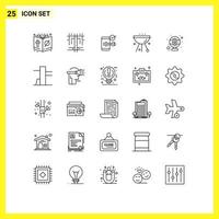 conjunto de 25 ícones de interface do usuário modernos, símbolos, sinais para comida, churrasco, chave, churrasco, telefone, elementos de design de vetores editáveis