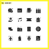 16 ícones criativos, sinais e símbolos modernos de arquivos de construção pos de torre residencial, elementos de design vetorial editáveis vetor